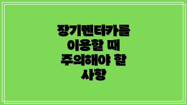 장기렌터카를 이용할 때 주의해야 할 사항