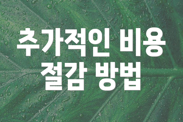 추가적인 비용 절감 방법